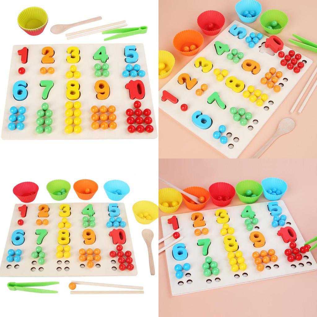 Wooden Number Color Bead Sorting Board Educational Toy For Learning Toddlers