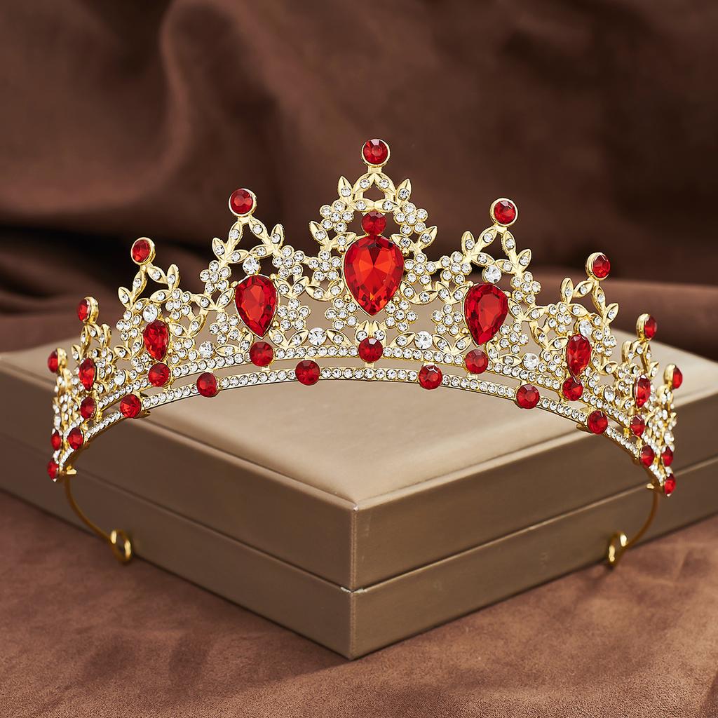 Couronne de mariée européenne et américaine, bandeau en strass coloré, couronne en alliage baroque, accessoires pour robe de mariée, accessoires pour cheveux