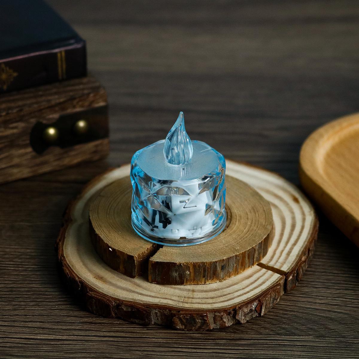 

Прозрачные светодиодные хрустальные чайные свечи - набор из 24 бездымных свечей для Рождества или романтических вечеров Small синий