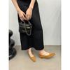 2024 Spring New Metal Buckle Suede Solid Color Versatile Pointed Flat Sole Single Shoes Light Mouth Flat Heel Soft Sole Women's Shoes