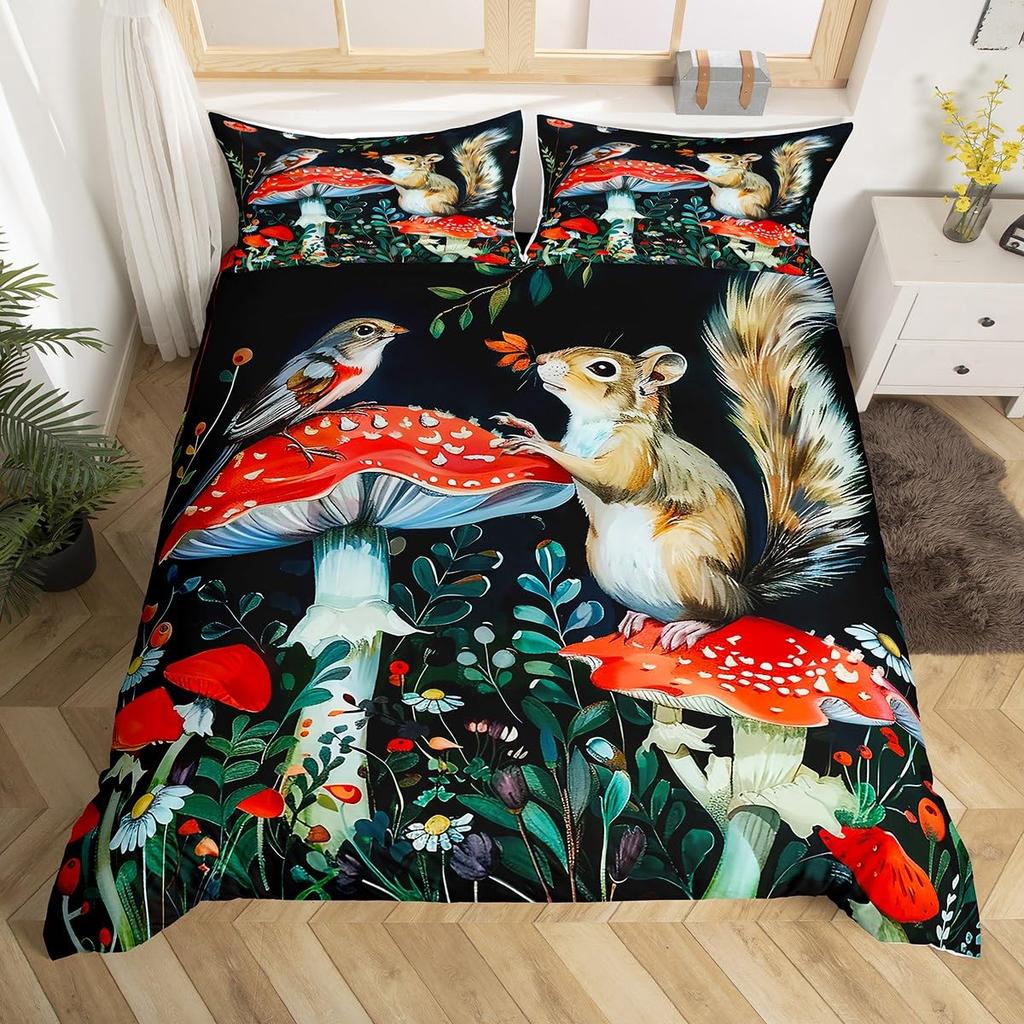 Cute Squirrel Duvet Cover Sets Boys Girls Queen King Size Kids Teens Bedspread Cover Bedroom Decor No Comforter Lightweight Down