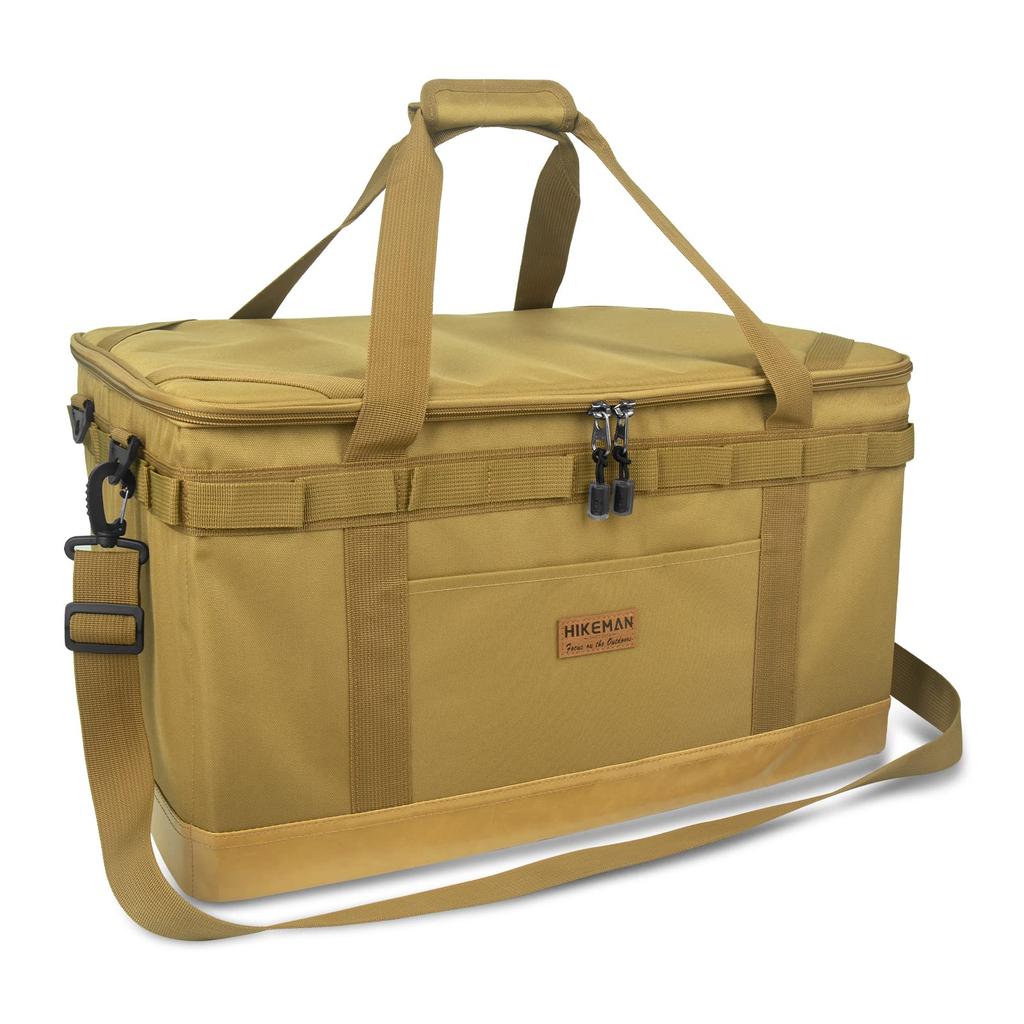 Camping Tote Large Capacity Canvas Bag with Interior Pocket for Sleeping Bag Perfect for Outdoor Camping Size Bag, Storage, (Khaki, L)