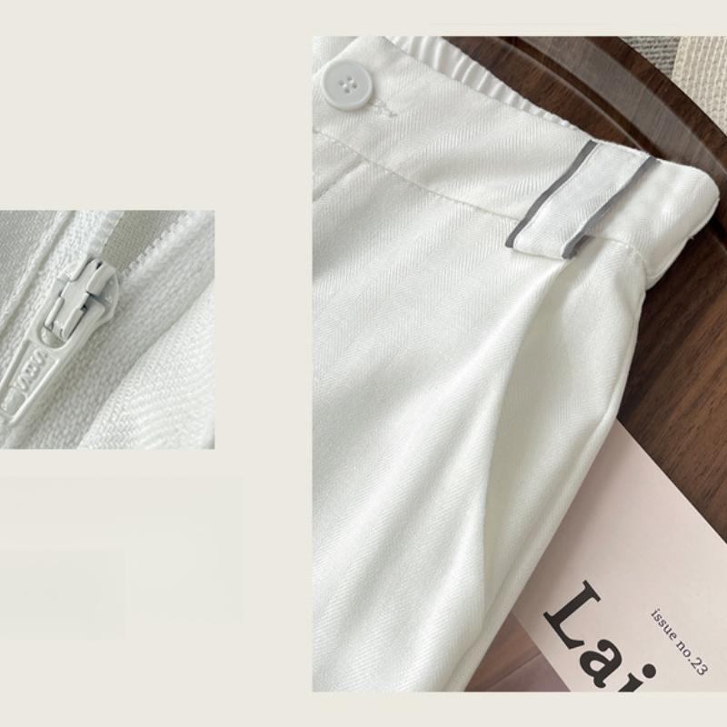 Lniane Spodnie z Tencelu z Szerokimi Nogawkami dla Kobiet Lato Nowe z Wysokim Stanem Draperowane Bawełniano-Lniane Proste Casualowe Długie Spodnie Cienkie