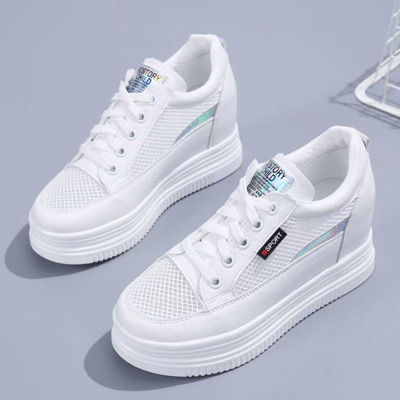 Fashion Spring and Autumn New Simple Women's Sneakers Exquisite Versatile Casual Shoes Thick Bottom Mesh Breathable Sports Running Shoes