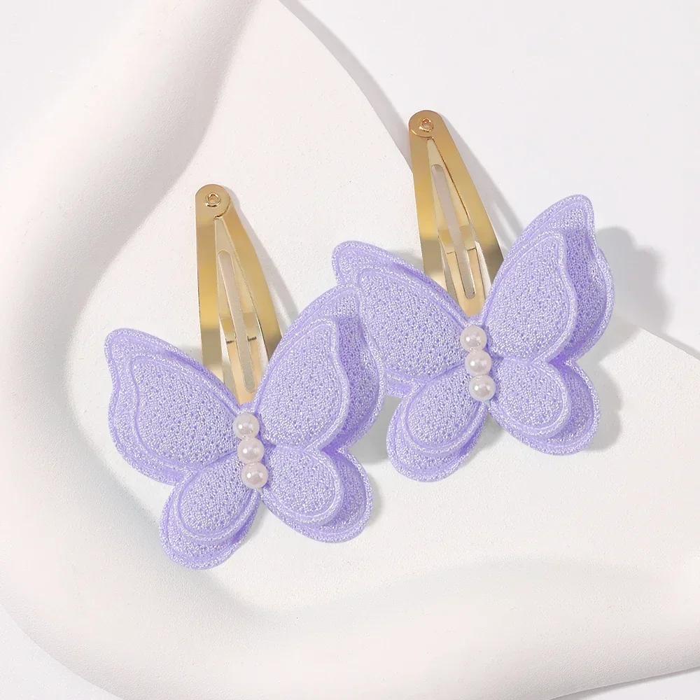 2pcs Girls Butterfly Hair Clip Handmade Hairpins Fashion New Headwear Kids Baby Hair Accessories for Girl Party Hair Decorate