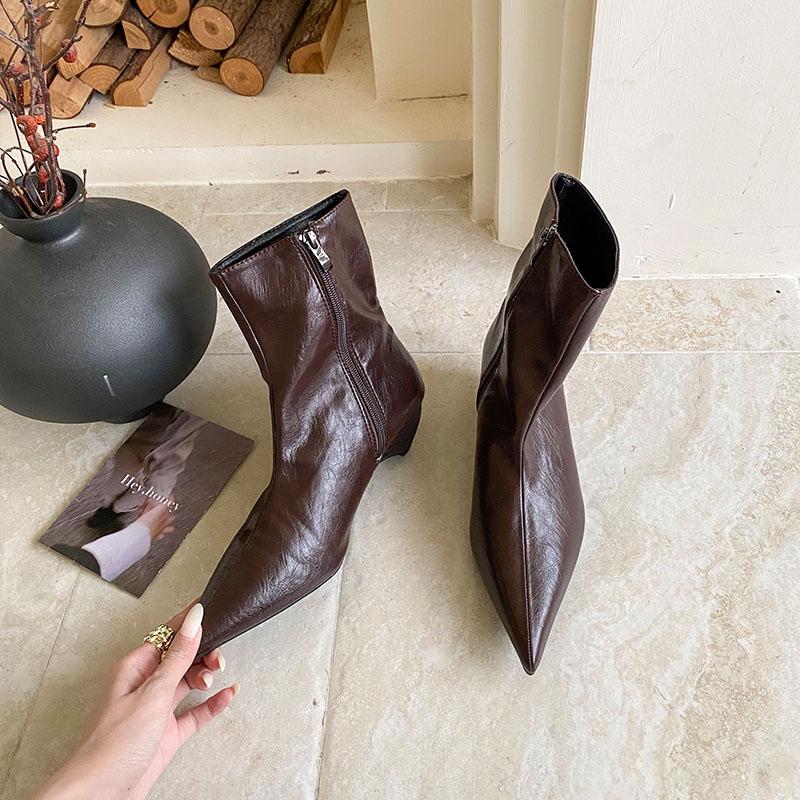 Fashion Fashion Pointed Toe Modern Women Ankle Boots With Low Heel Shoes Ladies Short Boots Female Zippers Shoes