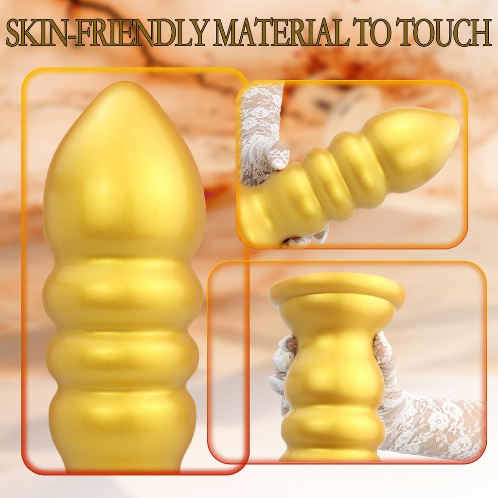 Golden Mushroom Irregular Dildo Beads for Men & Women - Threaded Anal Dilator Adult Toy