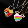Fashion Love Couple Heart Pendant Necklace Set BFF Good Friendship Jewelry Gift 2 Pcs