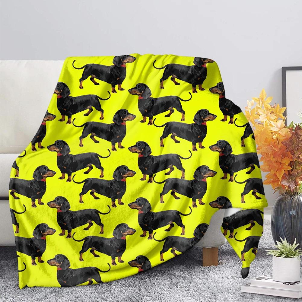 Dachshund Blanket Fluffy Soft Warm Sausage Dog Throw Blankets for Bed Sofa Lightweight Plush Sheet Bedspread Flannel Cozy Cover