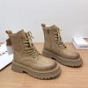 0000 Martin Boots Female British Style Legs Thin Internet Celebrity Inner Height Increase Thick Bottom Solid Color Fashion Boots Female Orgasm