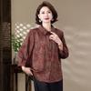 Spring/Summer Plus Size Floral Print Shirt for Middle-Aged and Elderly Women - Stylish, Versatile, Loose-Fit Mother's Wear.