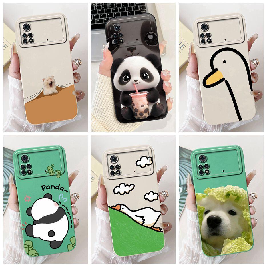 For Xiaomi Poco M4 Pro 4G Case PocoM4 5G Cute Panda Cartoon Cover Soft TPU Phone Case For Xiaomi Poco X4 Pro PocoM4 Pro 5G Shell