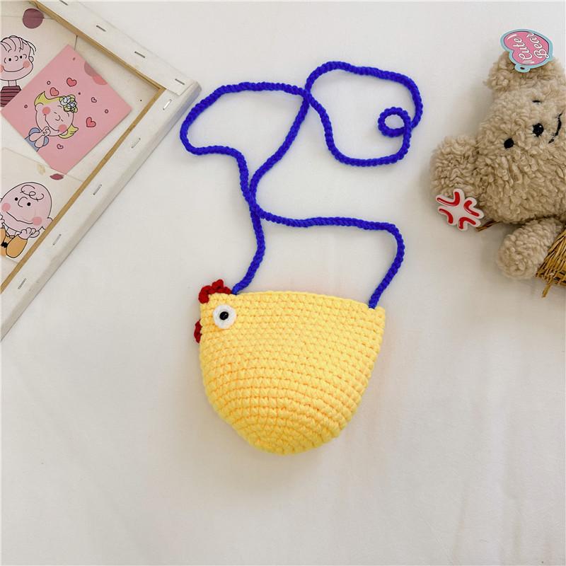 

Whimsical Cartoon Chicken Childrens Coin Purse Cute Mini Handwoven Yarn Bag For School Or Play