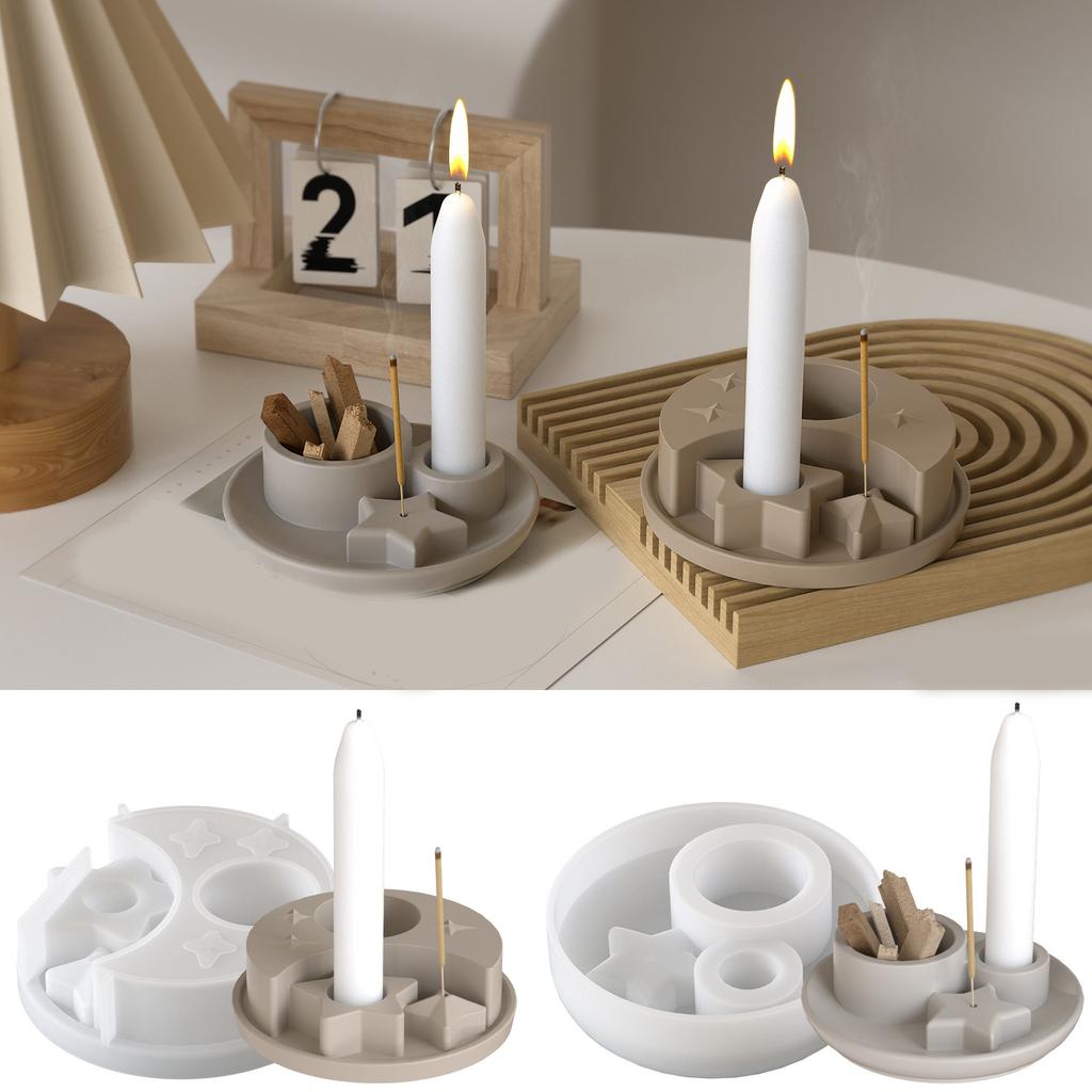 Flexible Silicone Mould for Creating Unique Star and Moon Candle Stand Designs for Handmade Gifts and Home Accent