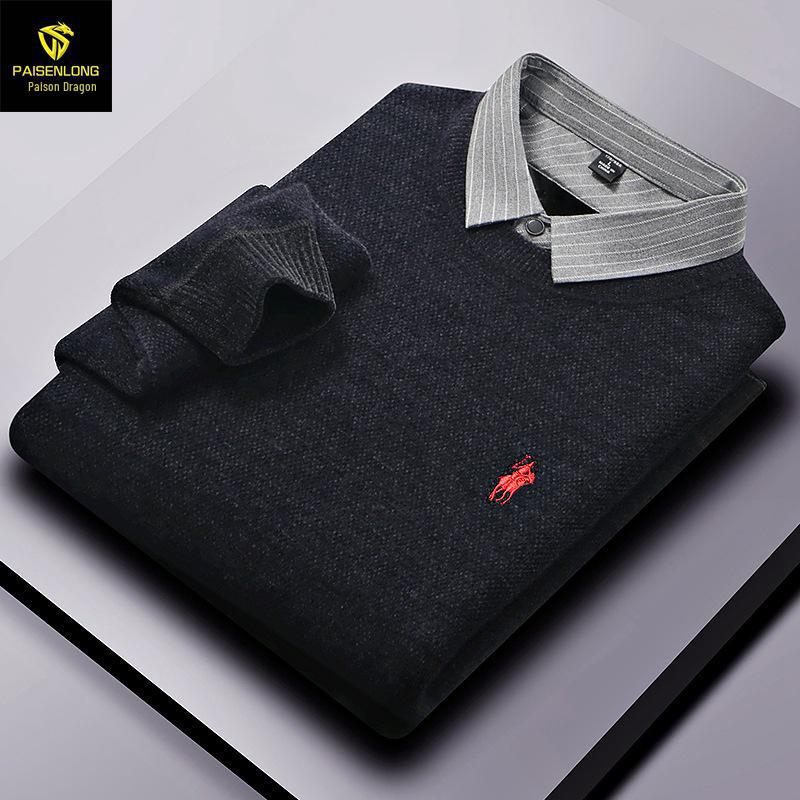 Paisong Herren Chenille Pullover: Samt Lagenlook, Herbst/Winter Dickstrick für Mittelalte.