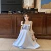 Summer French Pure Desire Gentle Wind Milk Sweet Blue Bow Suspender Dress Cold Department Unique Chic Skirt