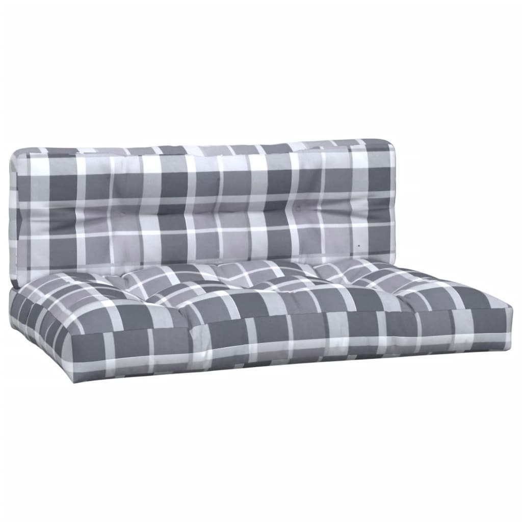 2 Piece Pallet Cushions Gray Checkered Pattern Fabric