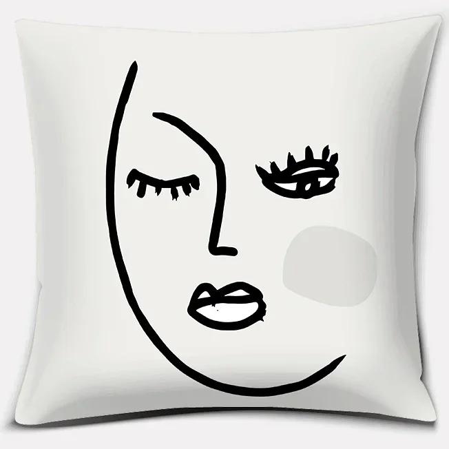 Home Decor Car Sofa Cushion Cover Abstract Face Collection Print Square Pillowcase