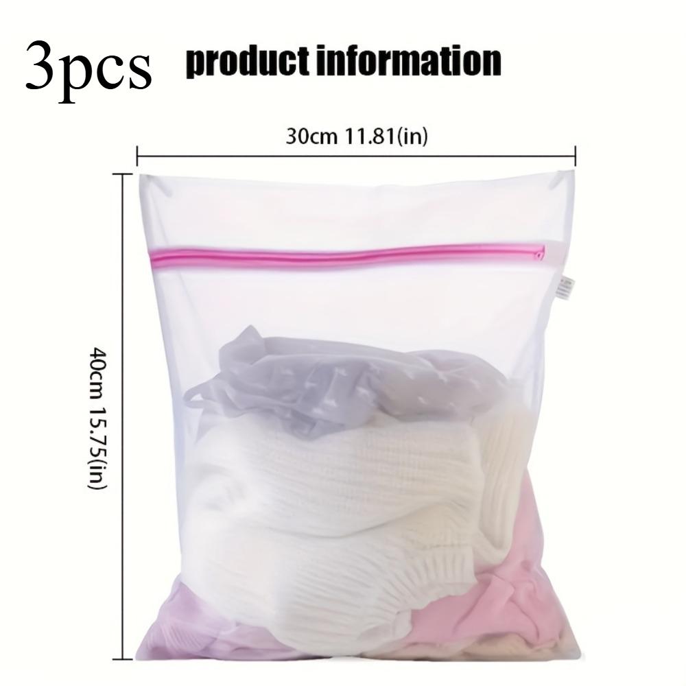 1/2/3pcs Laundry Bag Set,Protective Washing Bag,Polyester Mesh Zipper Bag, Suitable for Various Clothing, Travel Storage Bag