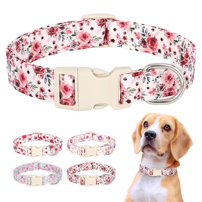 Naylon Köpek Tasması Ayarlanabilir Köpek Tasması Çiçek Baskılı Köpek Tasmaları Kolye Küçük Orta Büyük Köpekler Chihuahua Pug Evcil Hayvan Malzemeleri