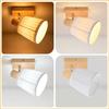 Spot plafond - NETTLIFE - E14 25W - Revêtement bois &amp; abat-jour tissu - Rotation 350°/inclinaison 90° - Blanc