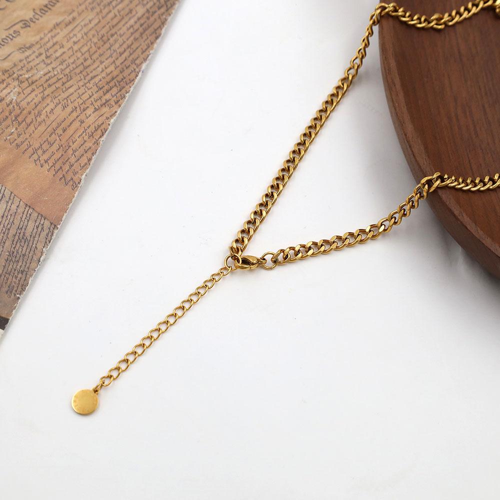 Simple And Non-Fading Collarbone Chain Female Niche Design One-Character Brand Smooth Titanium Steel Necklace Jewelry