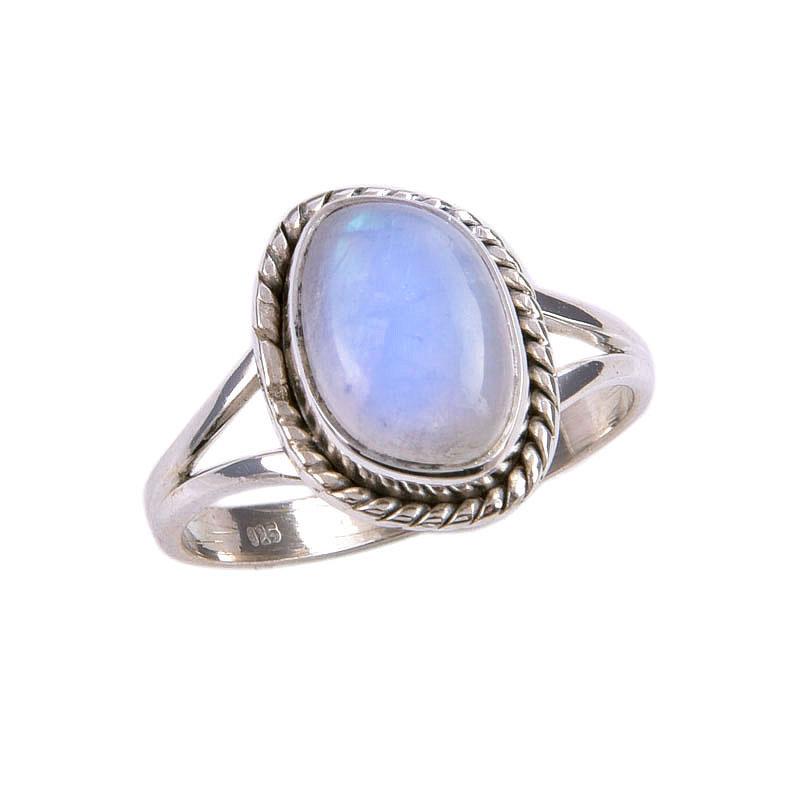 Natural Rainbow Moonstone Gemstone Handmade 925 Solid Silver Gift Ring S.8 A8H58