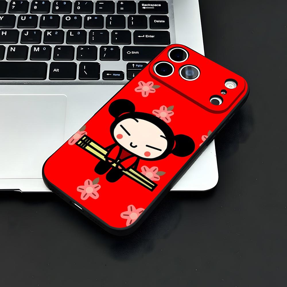 Fashion Cute Cartoon Pucca Phone Case For IPhone 17 Air 16 E Pro Max 15 14 13 Mini 12 Pro 11 Max Plus Black Soft Shell