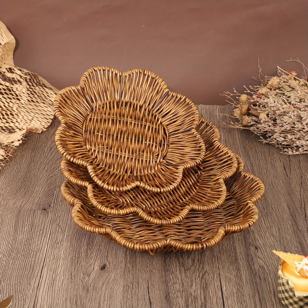 3er-Set handgeflochtene Rattan-Aufbewahrungskörbe, Multifunktionaler Organizer für Wohnzimmer und Schlafzimmer, Stilvolle Utility-Körbe