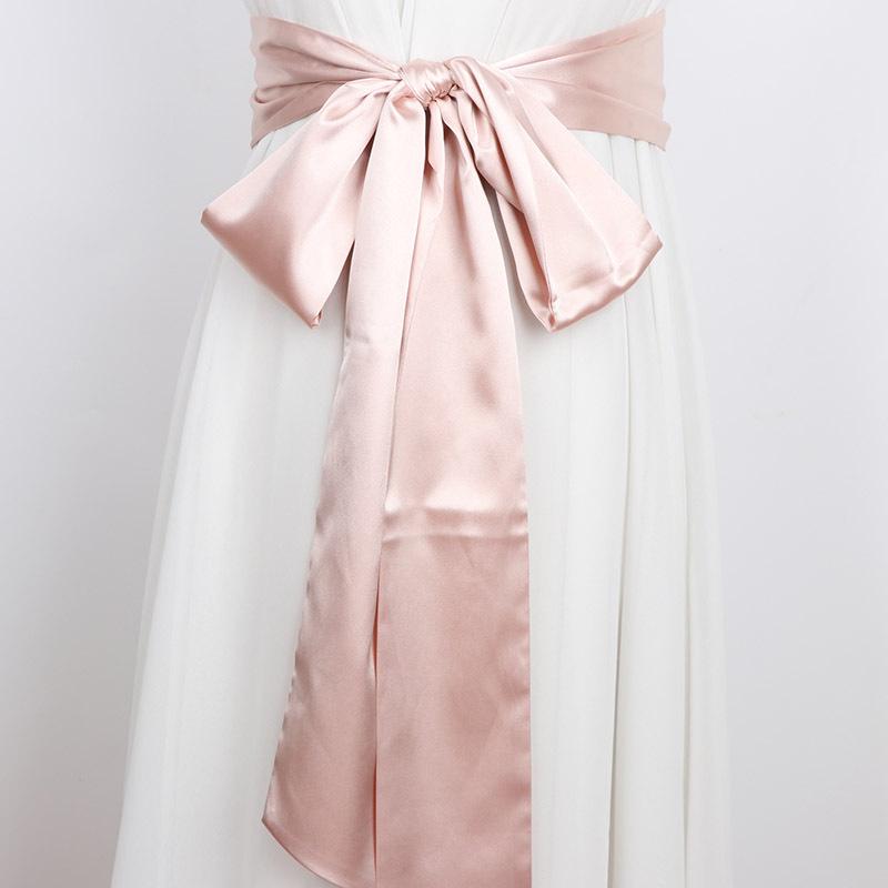 High-End Black Double-Wrap Silk Scarf Belt for Women