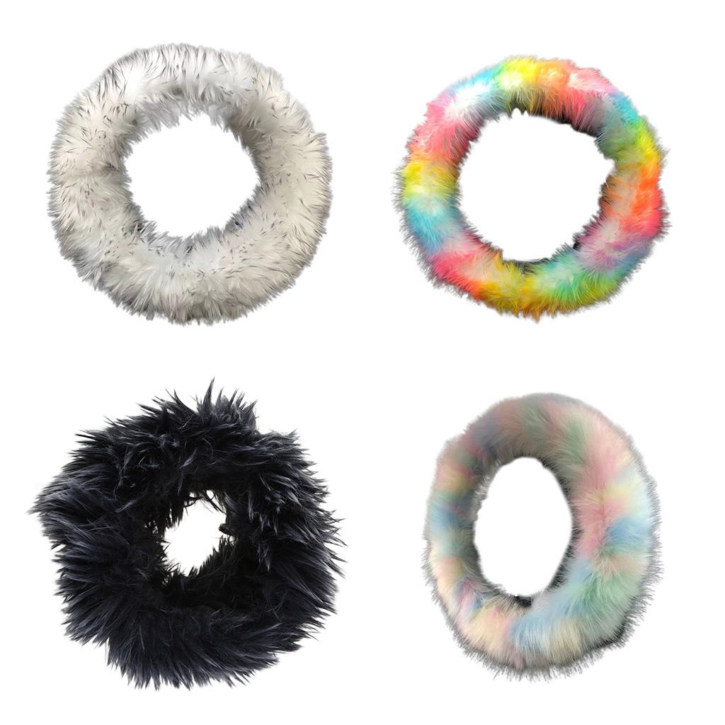 Fluffy Steering Wheel Cover Gift for Women Winter Warm Imitation Plush Car Protector Universal Fit Dia 37-38cm/14 Inches