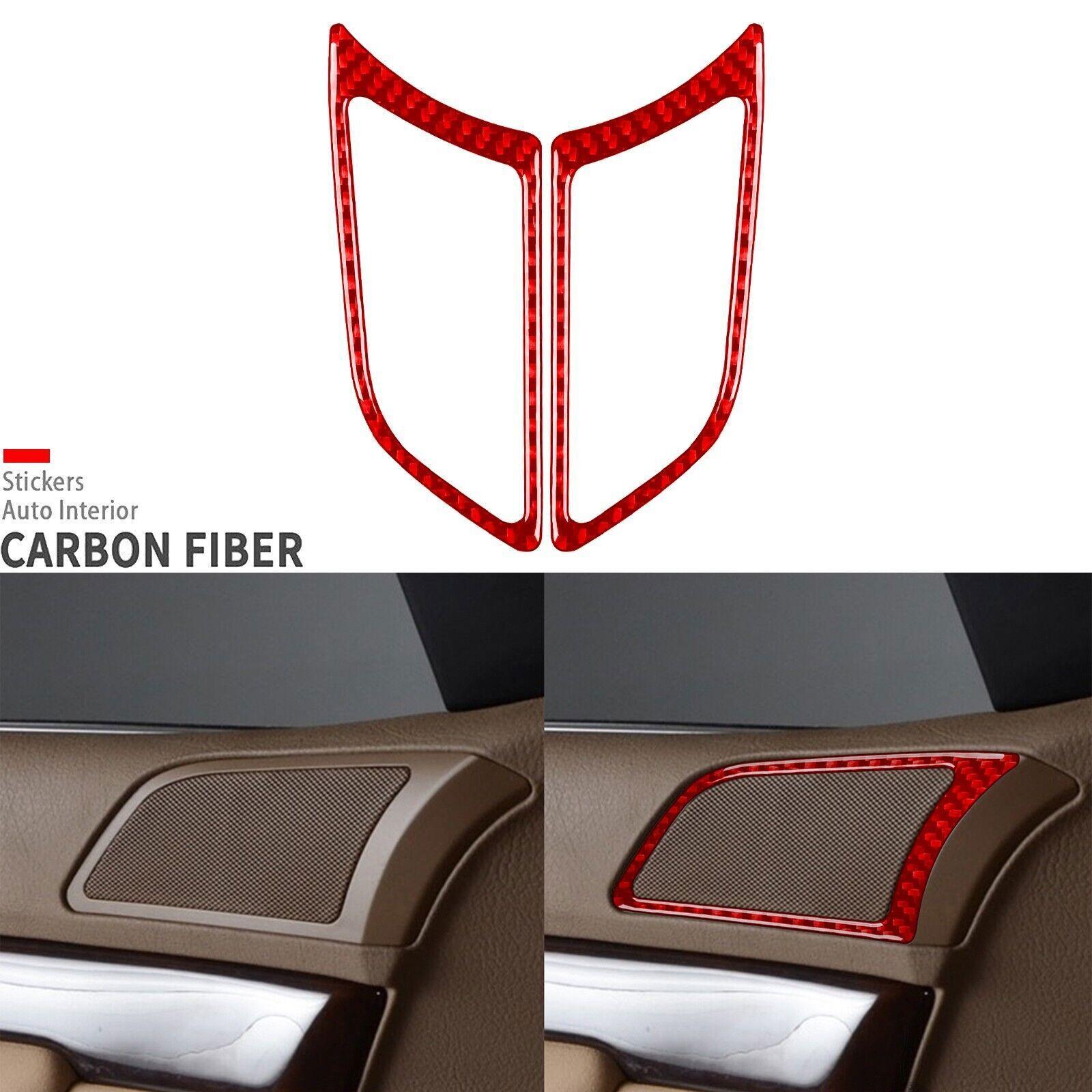 Red Carbon Fiber Front Door Speaker Audio Frame Trim For BMW 7 Series E38 94-01