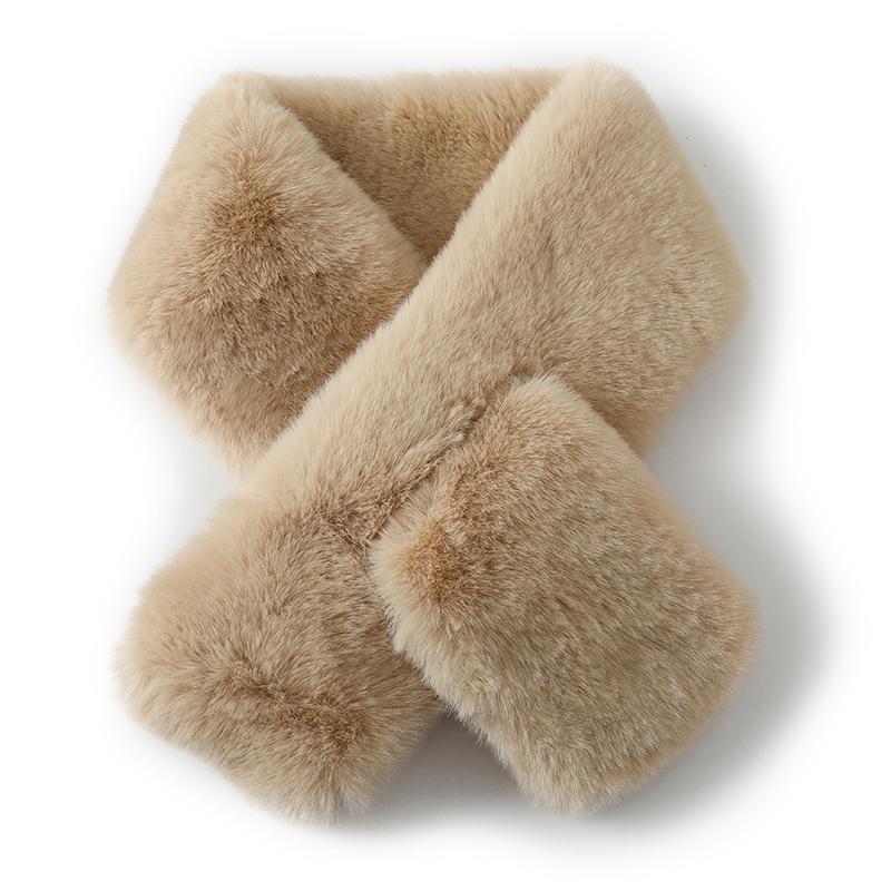 Damen Kleiner Perforierter Kaninchenfellschal Weich Flauschig Warm Nackenwärmer Modeaccessoire für Kaltes Wetter Tierhaarschals