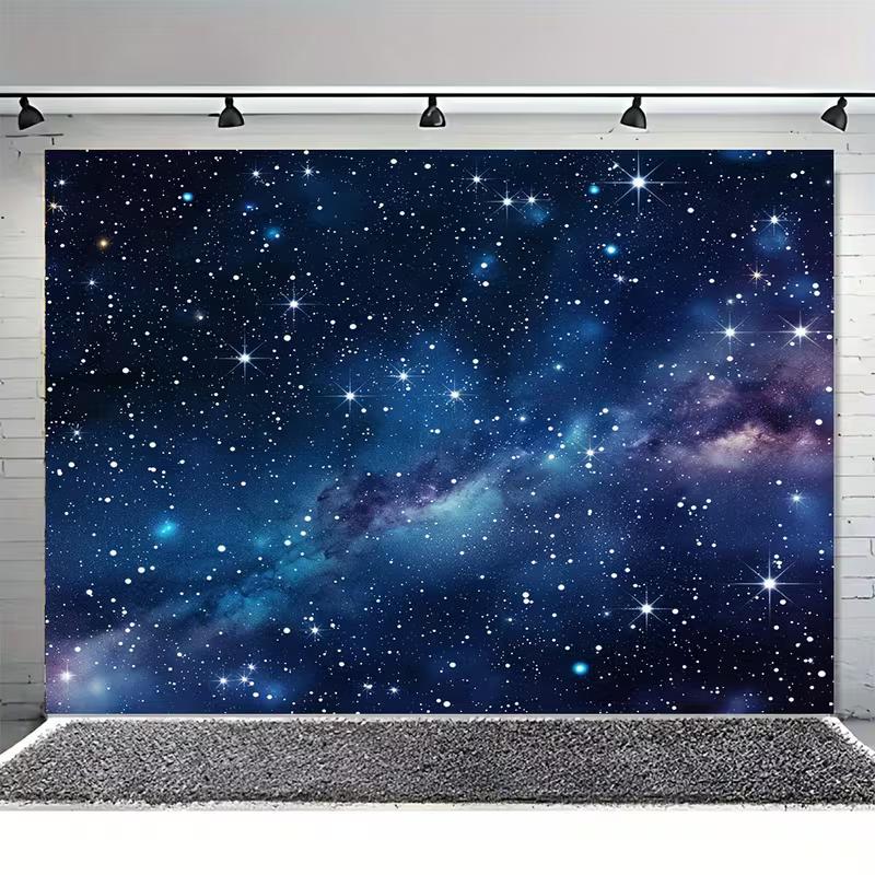 2D Starry Blue Galaxy Tapestry Nebula Print Wall Hanging Backdrop for Bedroom