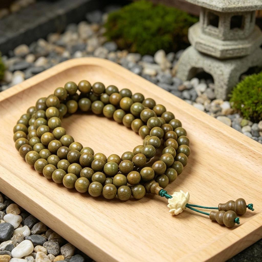 Argentina Green Sandalwood Beaded Bracelet: 8mm Buddhist Rosary for Men & Women