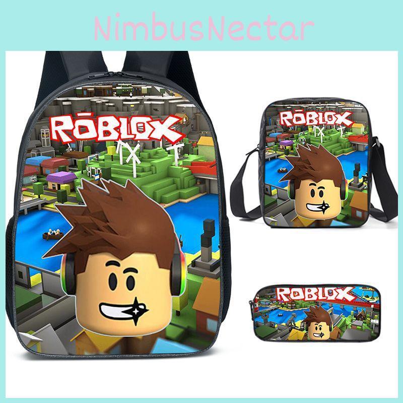 Spacious 20-35l Nylon Roblox Backpack Breathable Cartoon Bag For Students Travel