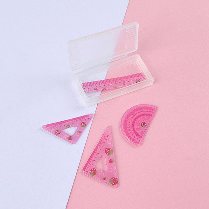 4Pcs/Set Dollhouse Simulation Learning Ruler Model Toy Mini Plastic Rulers Set Square Learning Props Children'S Learning Gifts