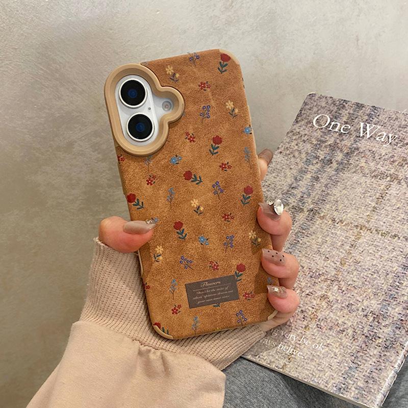 Autumn and Winter Leather Full Screen Flowers Are Suitable for Apple 16 Mobile Phone Case IPhone 15 Protective Case Apple 14 Full Cover Protection