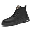 Men's Large Martin High-Top Lace-Up Leather Hiking Boots - Autumn/Winter Outdoor Handmade Cowhide Boots
