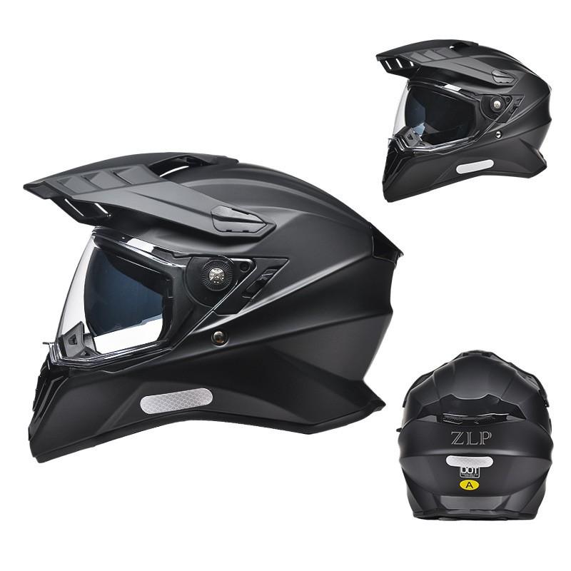 Full Face Motorcycle Helmet Touring Off-Road All Season Riding With Dual Visors ABS Shell Men Women