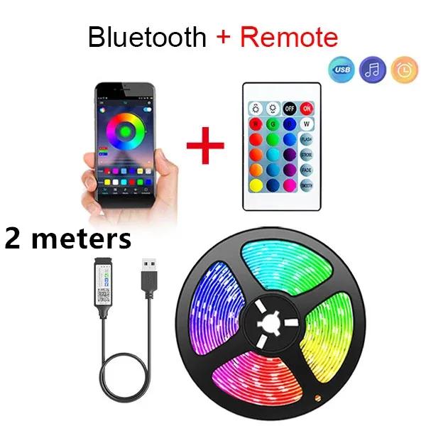 

Светодиодная лента RGB, умный Bluetooth, 24-клавишный пульт дистанционного управления, гибкая диодная лампа, лента SMD 5050, 30 светодиодов/м для домашнего декора, подсветка телевизора