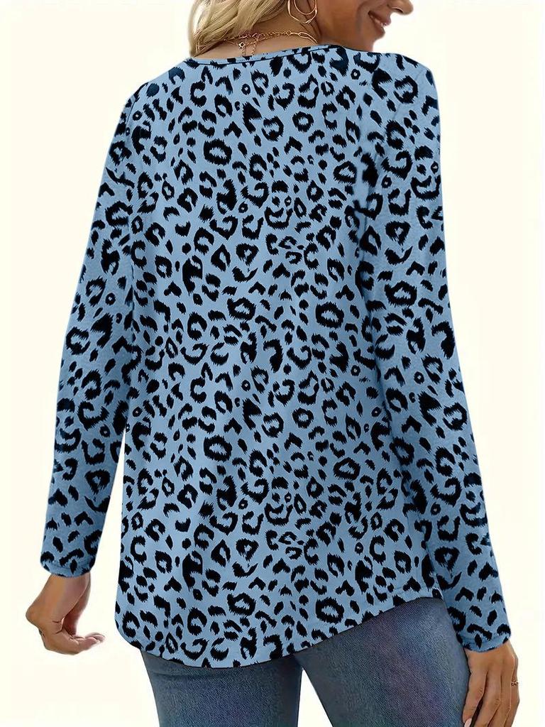 2024 European & American Leopard Print Casual Long Sleeve for Autumn/Winter
