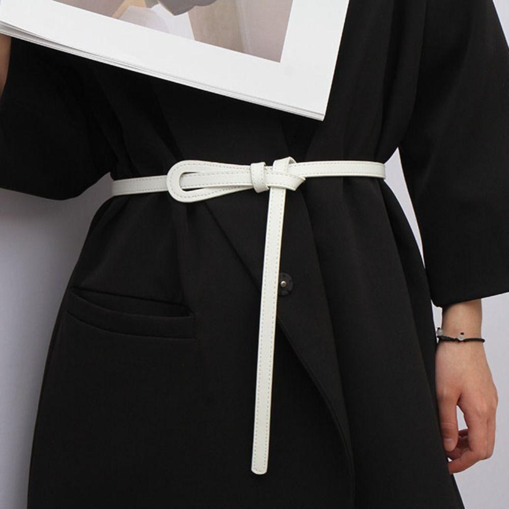 Solid Color Thin Belt Non-hole Waist Strap Ins Coat Accessories Jeans Dress