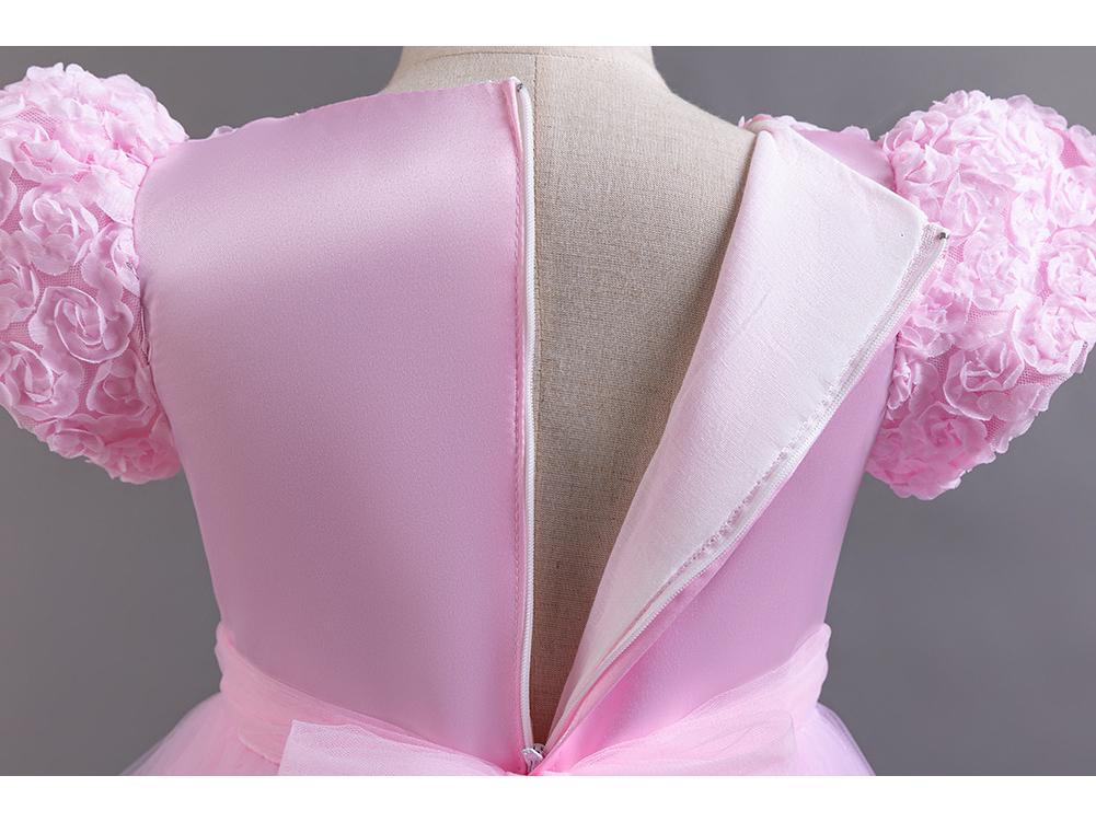 Flickors prinsessklänning med släp för högtider, fester och föreställningar