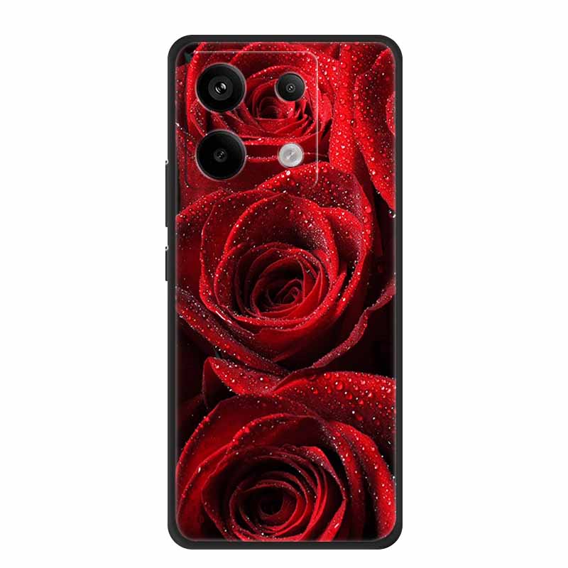 For Redmi Note 13 pro Case Pink Phone Case Fashion Silicone TPU Soft Back Cover Redmi Note 13 Pro Flower Capa 6.67" Cats Coque