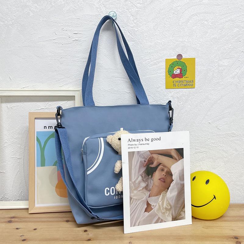 Canvas Women'S Bag Large-Capacity Shoulder Tote Bag Fresh And Cute Student Class Tutoring Bag