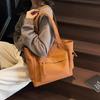 Solid Color Commuter Canvas Bag New Student Class Large Capacity Shoulder Bag Niche Trendy Tote Bag