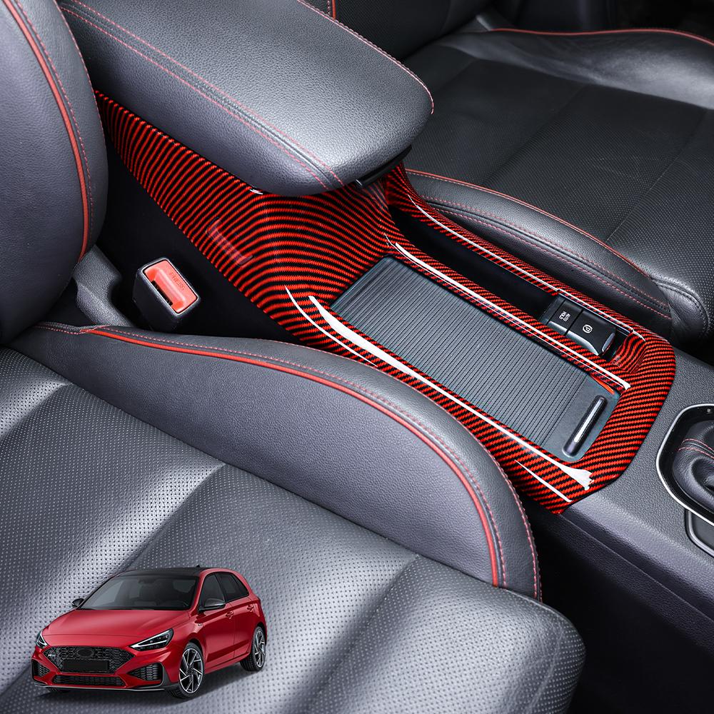 EEJQ9 LHD/RHD For Hyundai I30 2024 2025 Car Tuning Carbon Fiber Red Front Row Water Cup Frame Trim Interior Replacement Parts