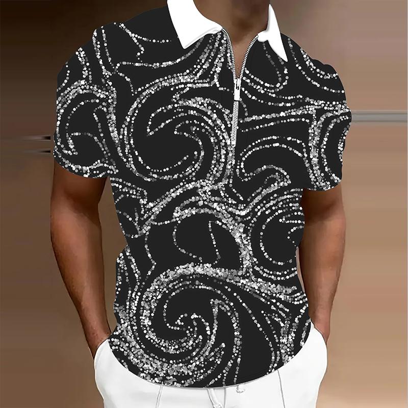 Pánské tričko Polo Ležérní Zip Krátký rukáv Módní Ležérní Zip Léto Jaro Běžný střih 3D potisk Tričko