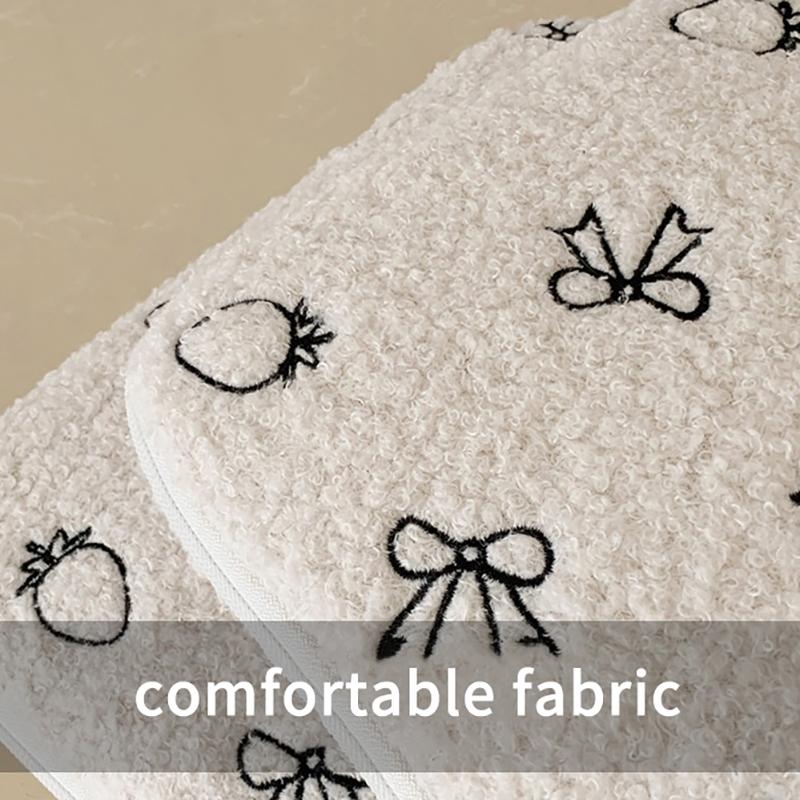 Plush Bow Strawberry Laptop Sleeve Case 13/14 Inch Notebook Bag For Macbook Air Pro Lenovo Hp 11 Inch Tablet Pouch For Ipad